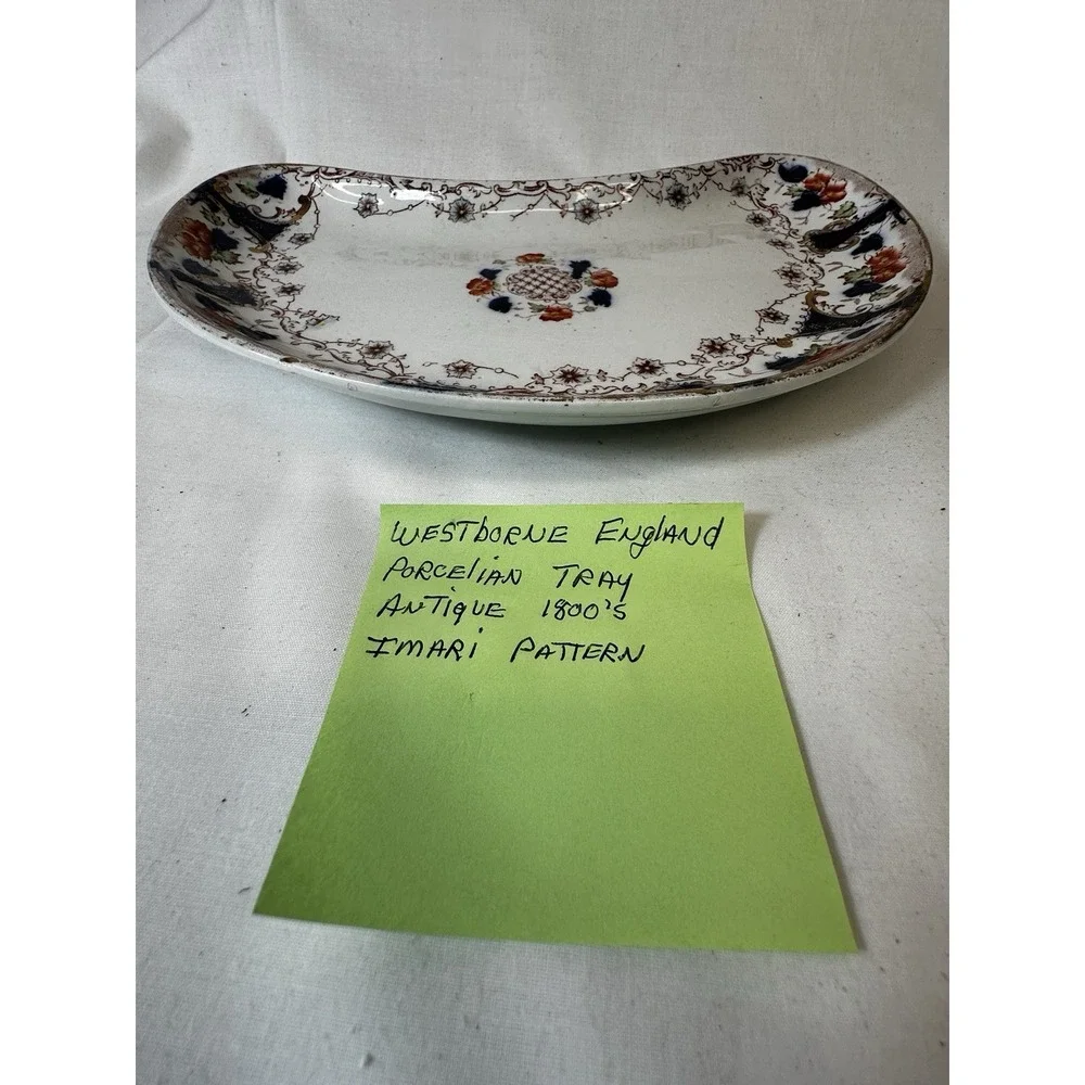 Westbourne England Porcelain Bone Plate Imari Pattern Platter Antique C‎ 1800's
